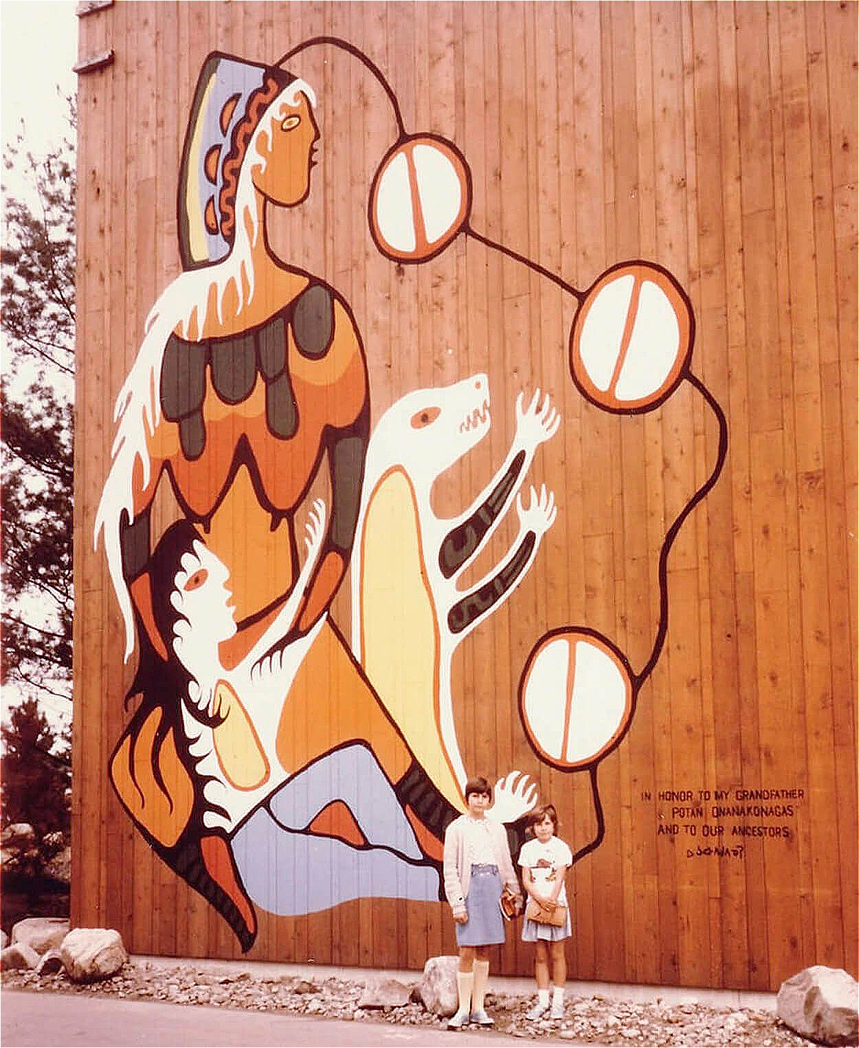 Carl Ray helped Norval Morrisseau paint this Expo 67 mural.